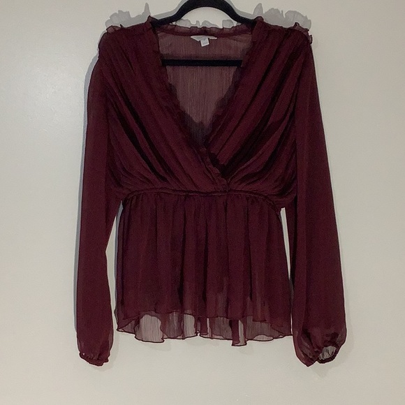 Belle Sky Burgundy Mesh Top - Picture 1 of 5